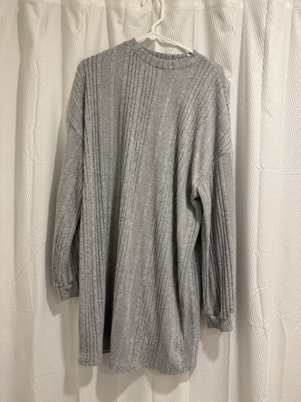 Women’s Grey Ribbed Crewneck Sweater Dress